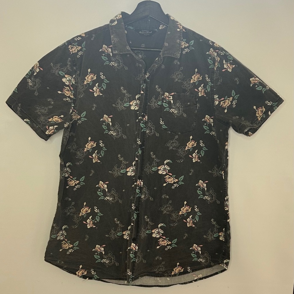 Vintage ReMastered by Cotton On Mens Grey w/Flower Print Shirt Size LG